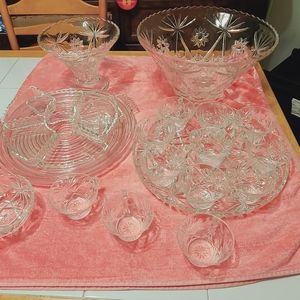 vintage anchor hocking punch bowl/snack set